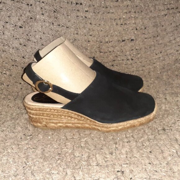 GAIMO-Black Suede Closed Toe Espadrilles-Buckle Slingback-Sz 37/6.5-NWOB - Picture 4 of 7